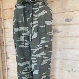 Camo Tie Front Cargo Pant